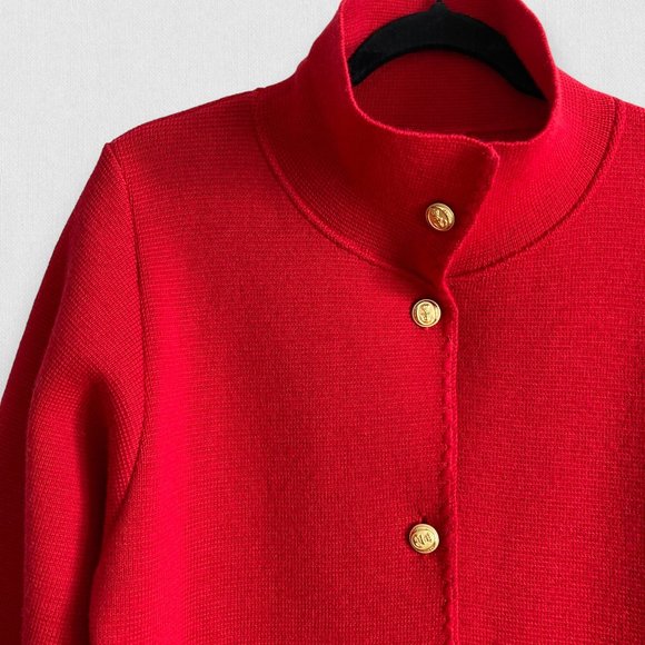 Le Minor Wool Breton Sailor Blazer Coat Red Straight Cut Pockets Medium - Picture 7 of 9